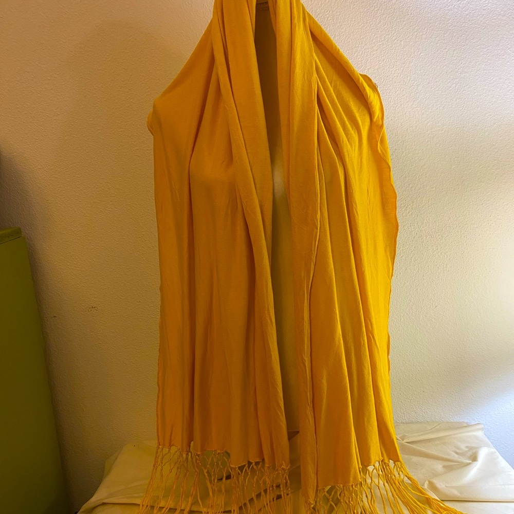 Beautiful Wide Yellow Gold Fringed Scarf
